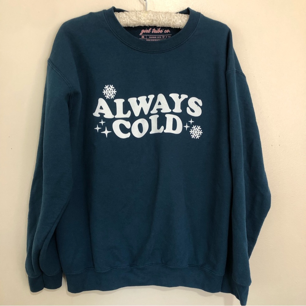 COPY - Womens ALWAYS COLD with snowflakes on front🥶Blue Comfy Warm Sweater Size…